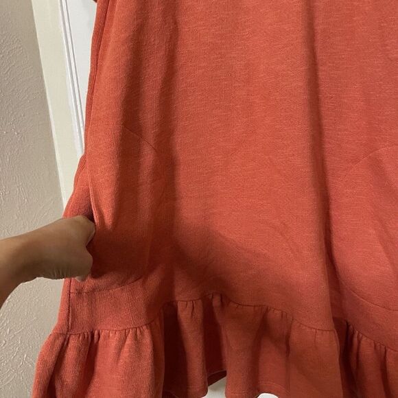 NWOT Ulla Johnson Landry Orange Puff Sleeve Ruffle Hem Sweatshirt Dress Small - Picture 7 of 7